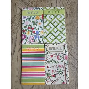 Caspari Bridge Tally Score Card Pads Floral Flowers Lot Of 4 New NOS Vintage